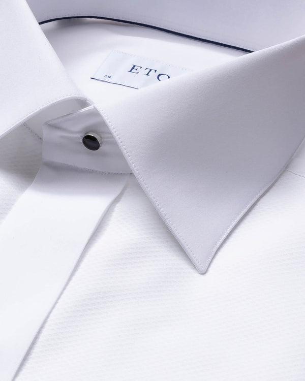 White Piqué Tuxedo Shirt- Contemporary Fit