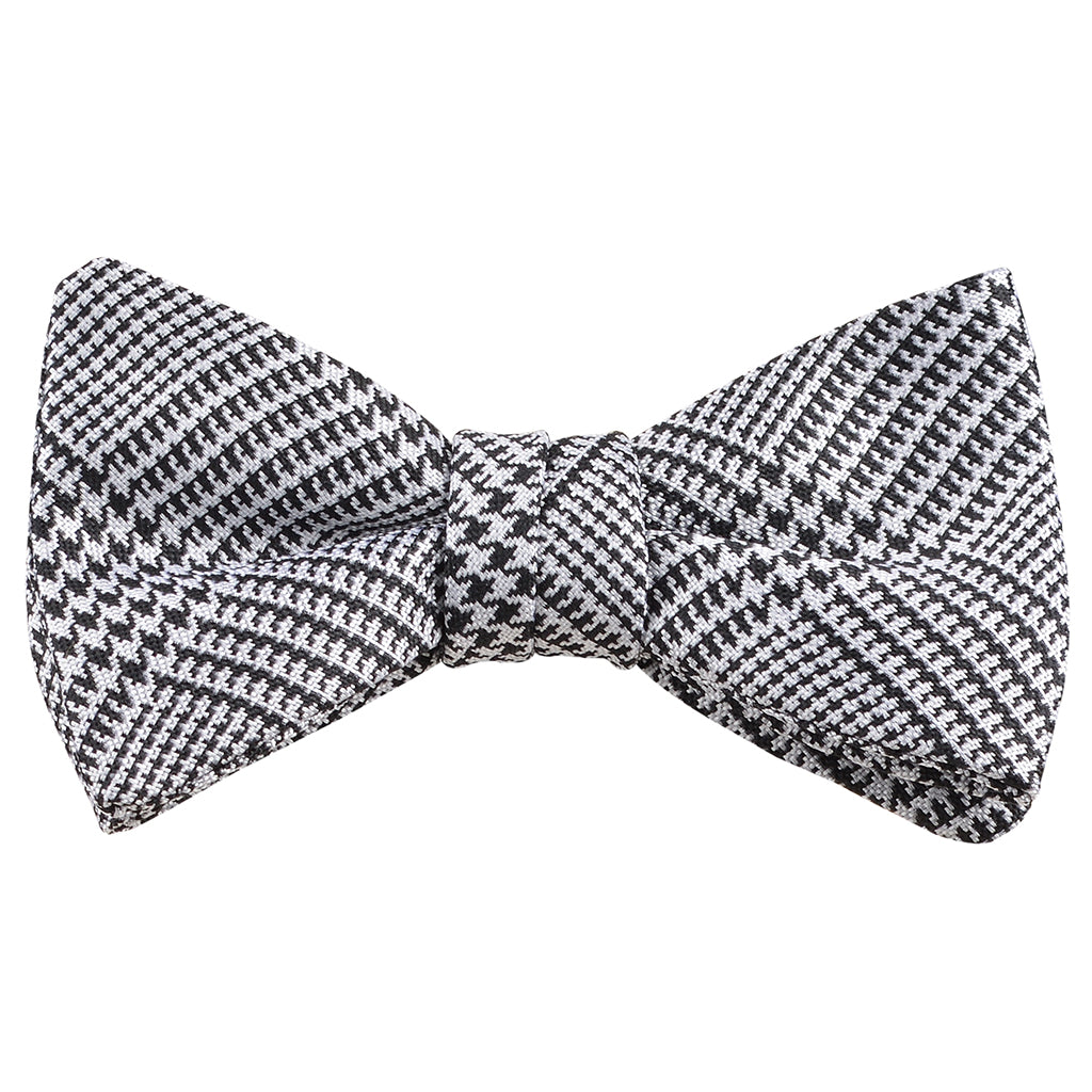 Black & White Houndstooth 100% Italian Silk Bowtie