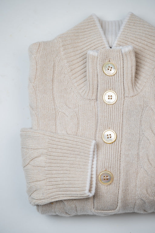 Cream Mock Neck Cable Sweater