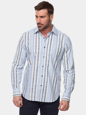 Robert Graham Men's Buena Vista Long Sleeve Woven Shirt - Kaleidoscope Print With Hidden Skulls & Glasses - View #8