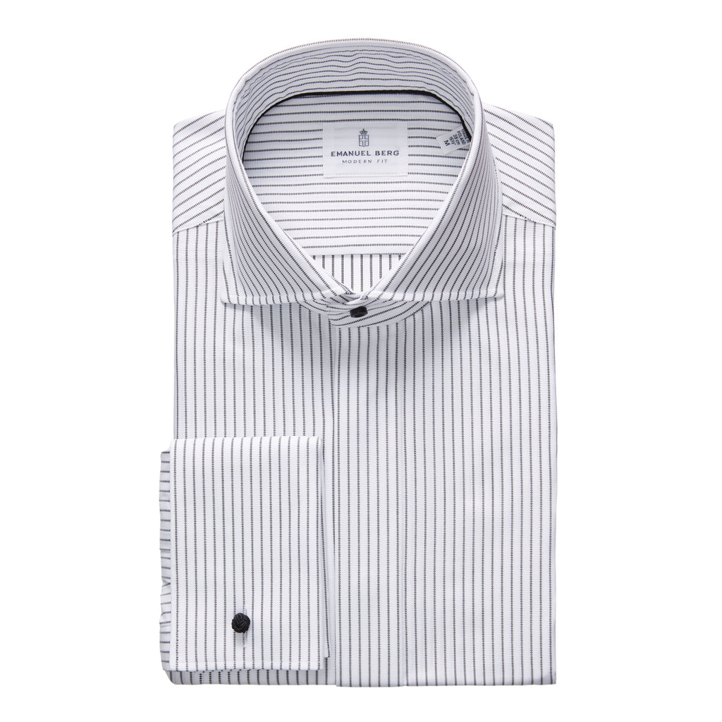 White & Black Striped Tuxedo Shirt John Craig White & Black Striped Tuxedo Shirt John Craig
