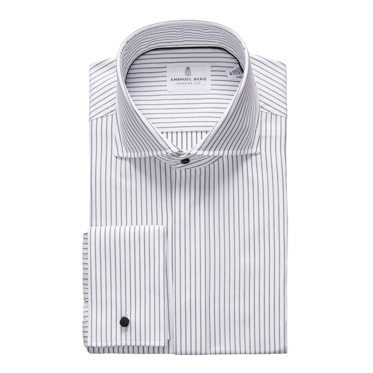 black white striped dress shirt Veronica Beard Saku Striped Button-Down Shirt | Dove White|Black