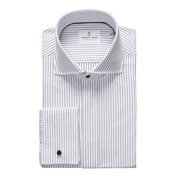 slim fit dress slacks Merino Shirt with Spread Collar in Light grey. Made in Europe. – Wolk main image 0