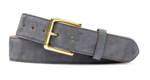 Nubuck Belt with Natural Brass Roller Buckle