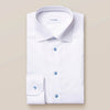 White Shirt with Blue Buttons