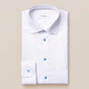 White Shirt with Blue Buttons