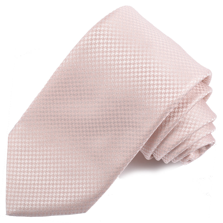 Light Pink Micro Houndstooth 100% Italian Silk Tie