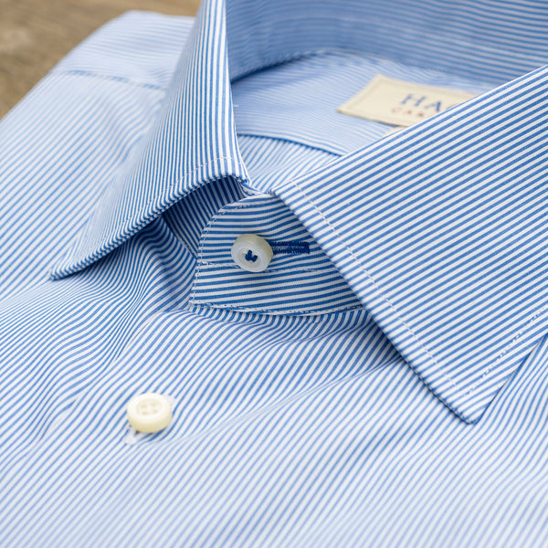 Blue and White Striped Dress Shirt