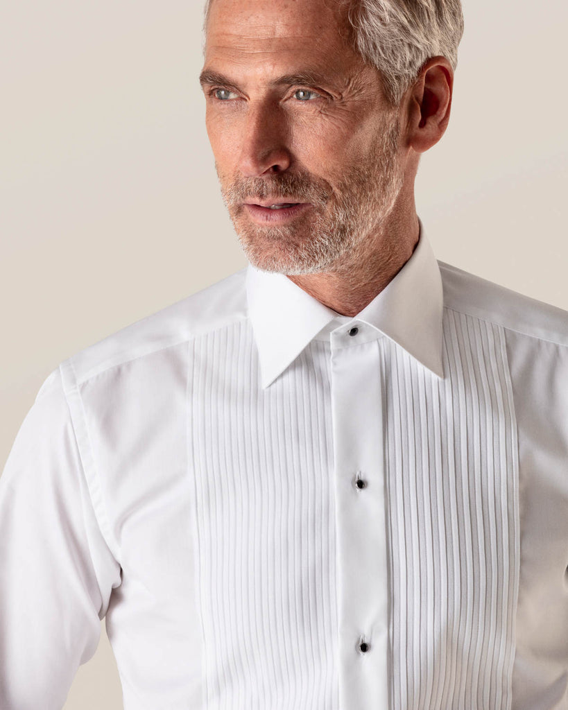 White Plissé Tuxedo Shirt- Classic Fit – John Craig