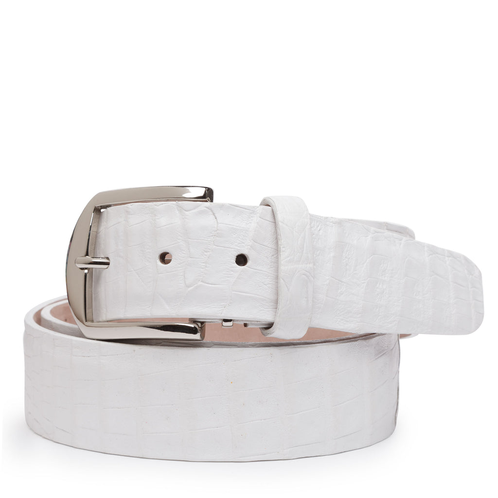 小物 ORCIANI white crocodile leather belt ORCIANI | Cocco Coda Color classic crocodile leather belt