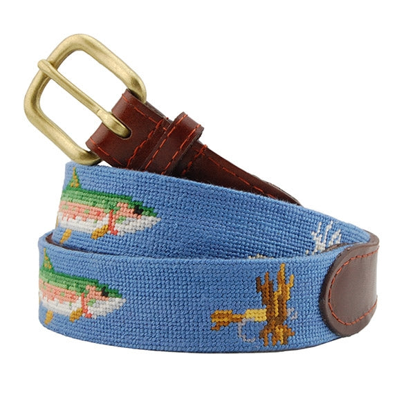 Trout and Fly Needlepoint Belt