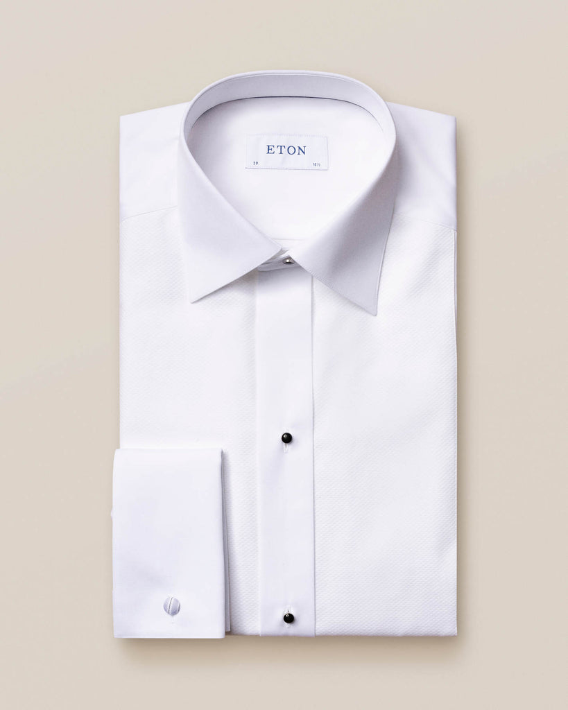 White Piqu Tuxedo Shirt Contemporary Fit John Craig