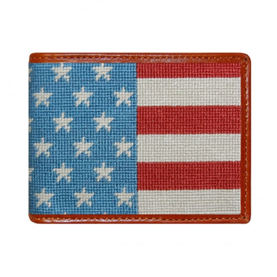 Stars and Stripes Needlepoint Bi-Fold Wallet