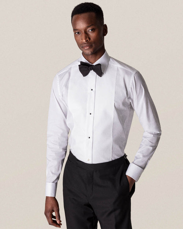White Piqué Tuxedo Shirt- Contemporary Fit
