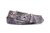 Two-Tone Tooled Calf Belt with Antique Buckle