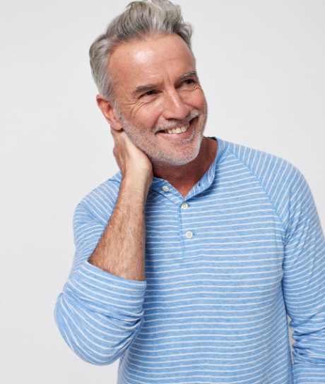 Cloud Stripe Long-Sleeve Henley
