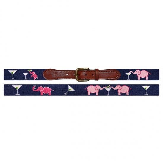 Elephant Martini Needlepoint Belt