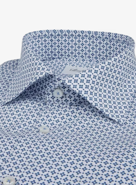 White Patterned Twill Shirt