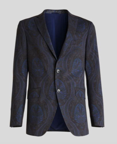 Navy Paisley Tailored Jacket