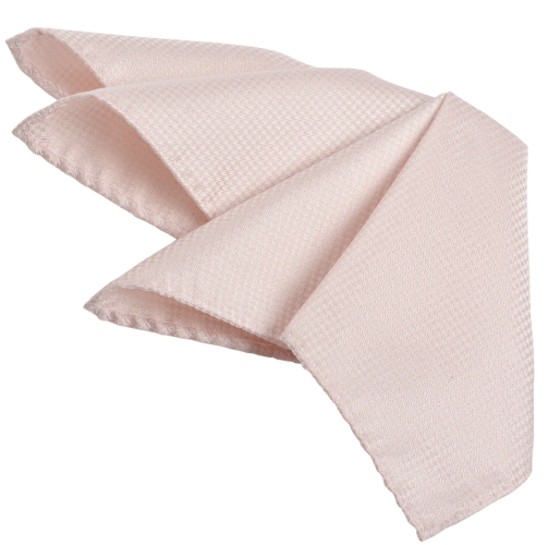 Light Pink Micro Houndstooth 100% Italian Silk Pocket Square