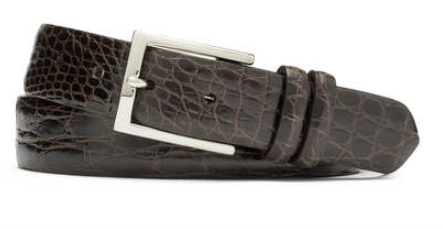 Glazed Crocodile Belt with Nickel Buckle
