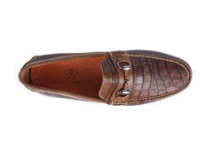 Monte Carlo Hand Finished Alligator Grain Leather Horse Bit Driving Loafers  - Chestnut